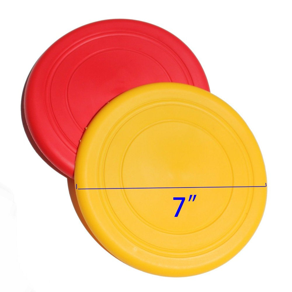 2 Pcs Flying Disk Rubber Frisbee Dog Toy Throw Fetch Training Plate Nontoxic KT00120