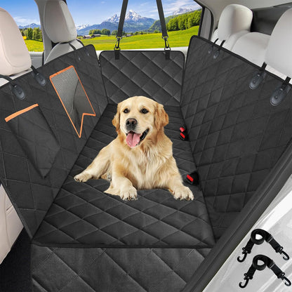 Dog Car Seat Cover for Back Seat, 100% Waterproof Dog Car Hammock with Mesh Window, Anti-Scratch Nonslip Durable Soft Pet Dog Seat Cover for Cars Trucks and SUV