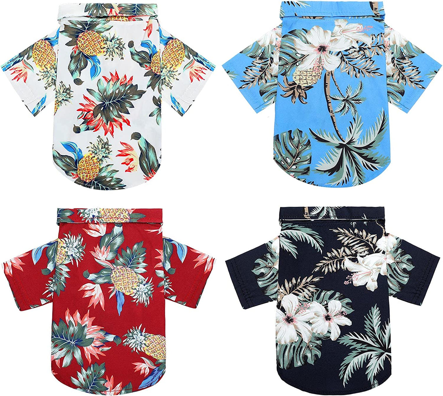 4 Pieces Pet Summer T-Shirts Hawaii Style Floral Dog Shirt Hawaiian Printed Pet T-Shirts Breathable Cool Clothes Beach Seaside Puppy Shirt Sweatshirt for Small Puppy(Cute Style, X-Large)